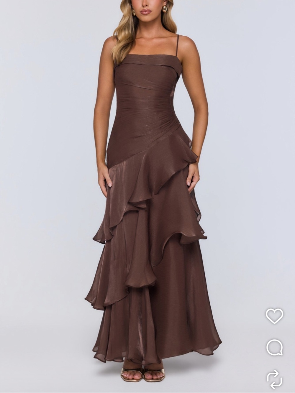 Hello Molly Chocolate Brown Ruffle Maxi Dress